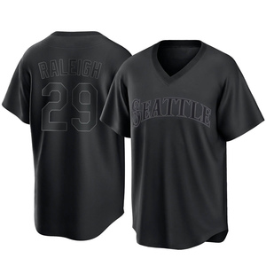 Men's Seattle Mariners Cal Raleigh Replica Black Pitch Fashion Jersey