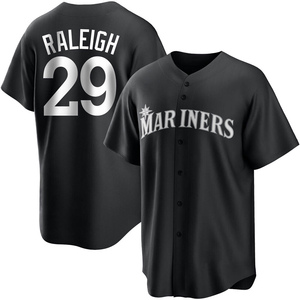 Men's Seattle Mariners Cal Raleigh Replica White Black/ Jersey