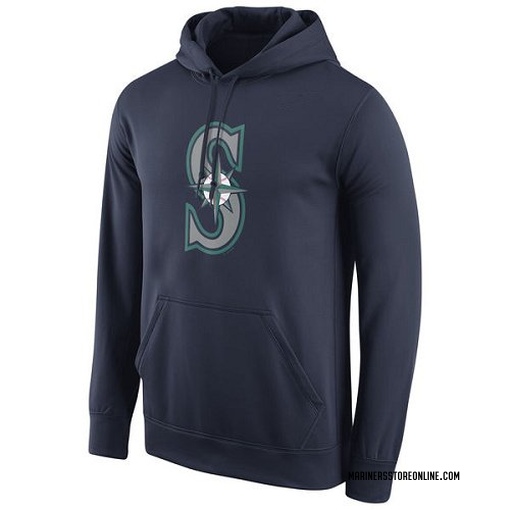 Men's Seattle Mariners Navy Logo Performance Pullover Hoodie