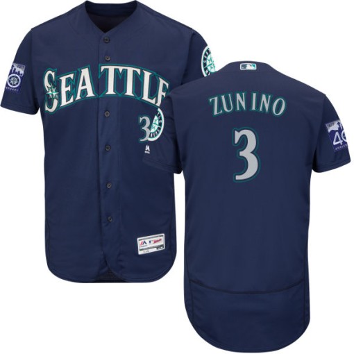 Men's Majestic Seattle Mariners Mike Zunino Replica Navy Alternate 2017 ...